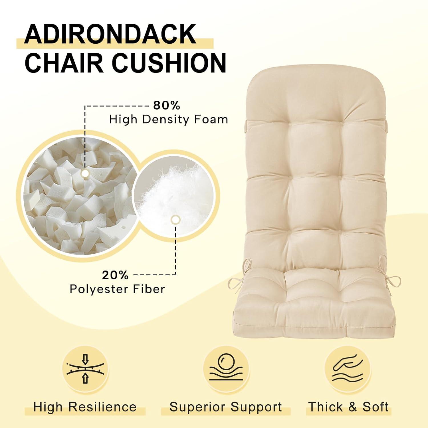 Crestlive Products Adirondack Style Patio Outdoor Chair Cushion for Adirondack Chair or Lounge Rocking Chair - See picture 2-Piece Set, Navy Blue