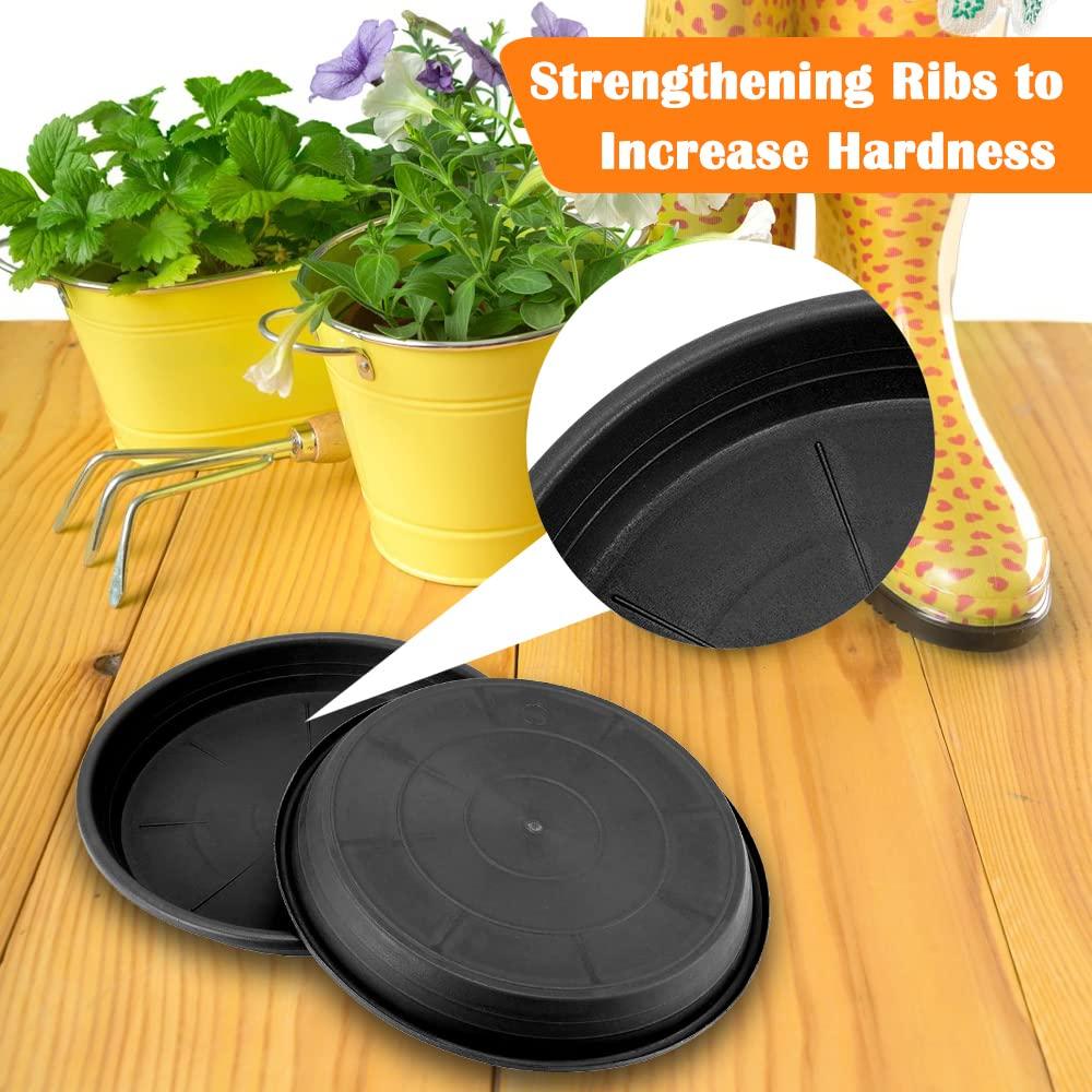 Tripumer 12Pack Plant Saucers 6inch/8inch/10inch Black Plant Saucers Plastic Planter Trays Round Trays Heavy Duty Drip Trays Perfect for Indoor and Outdoor Plants