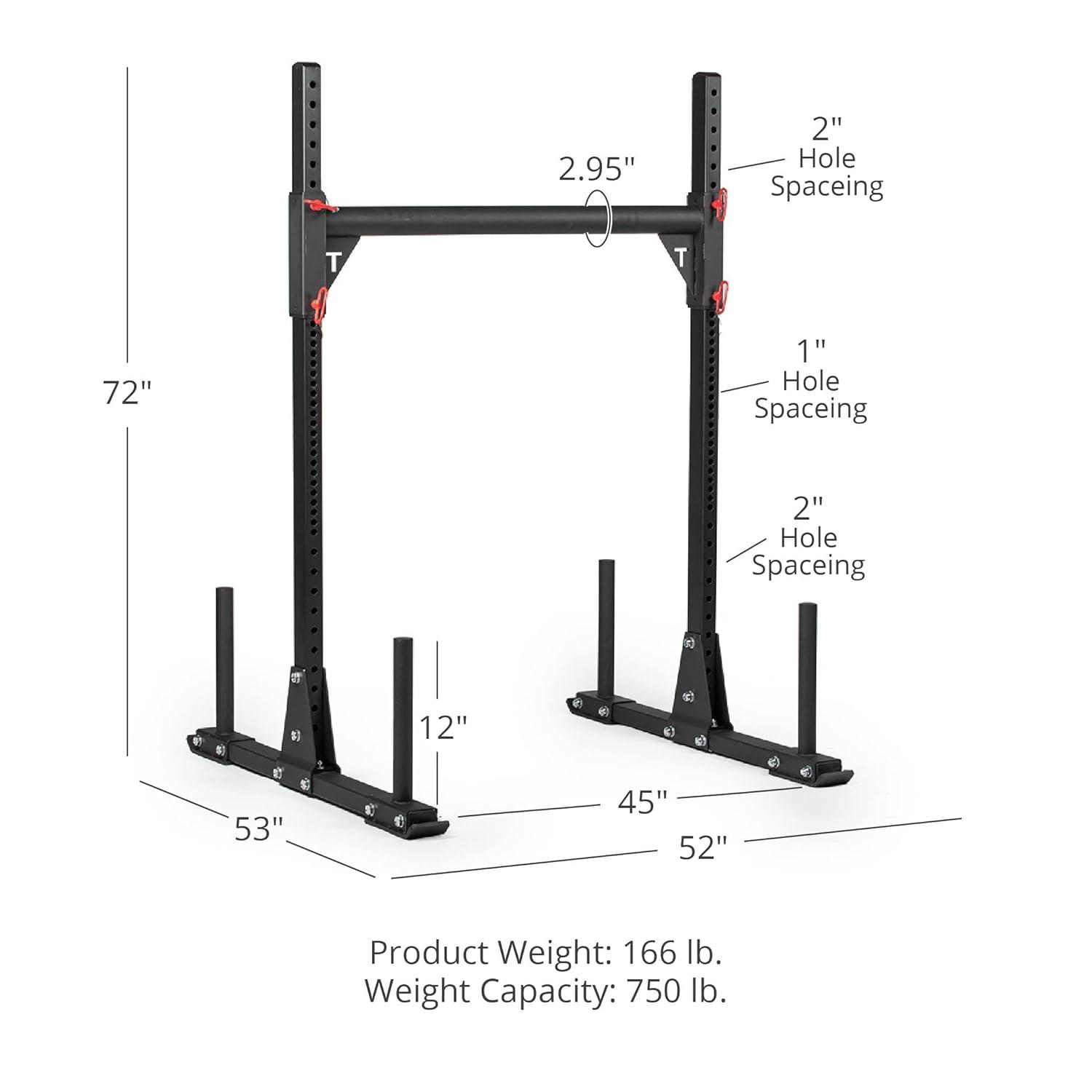 Titan Fitness T-3 Series Corto 72" Strongman Yunk, Capacidad de 750 LB, Soporte Multifuncional para Transporte de Yugo, Perchero para Sentadillas, Trineo para Empujar/tirar, Estación de Arranque de Barra Gruesa, Equipo de Entrenamiento para el Hogar O el Gimnasio Del Garaje