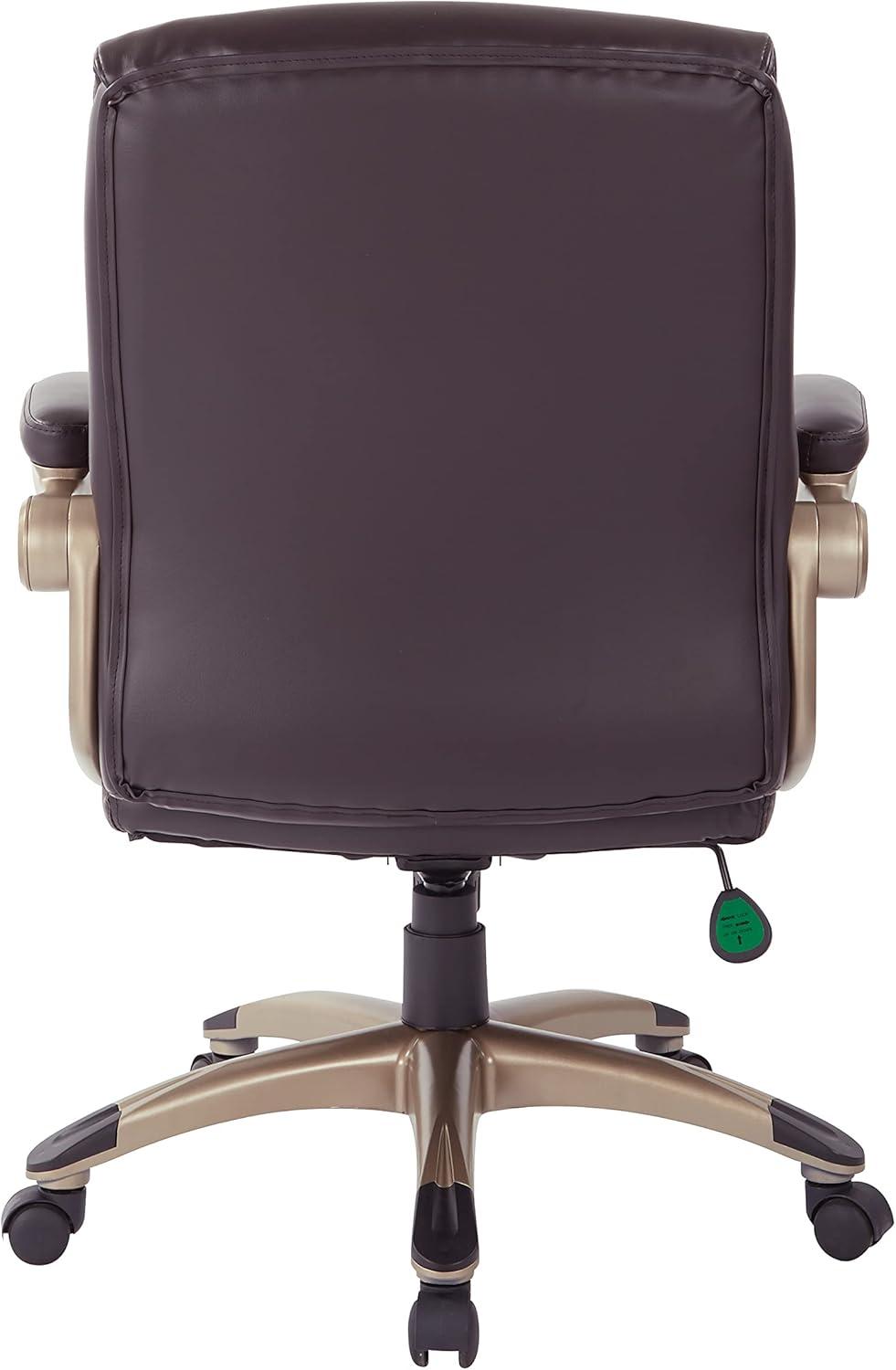 Executive Low Back Chair in Espresso Bonded Leather with Cocoa Accents
