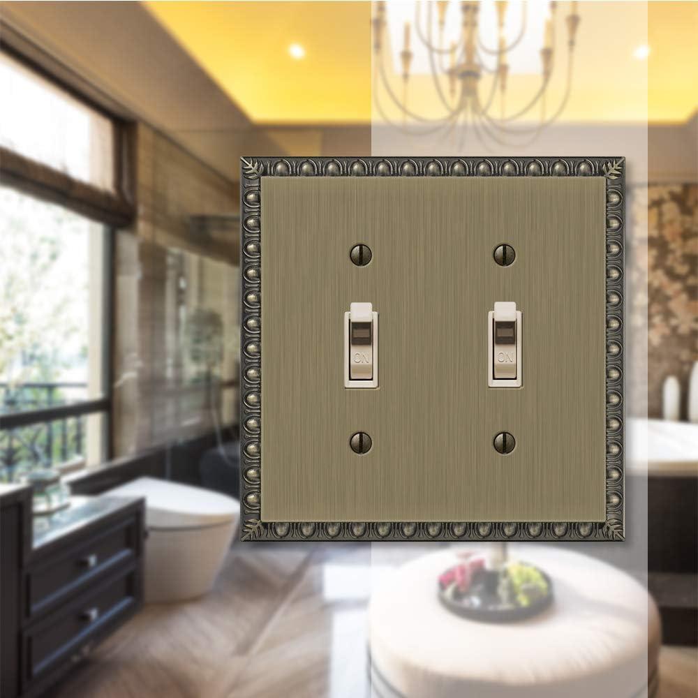 Brushed Brass Double Toggle Cast Metal Wallplate