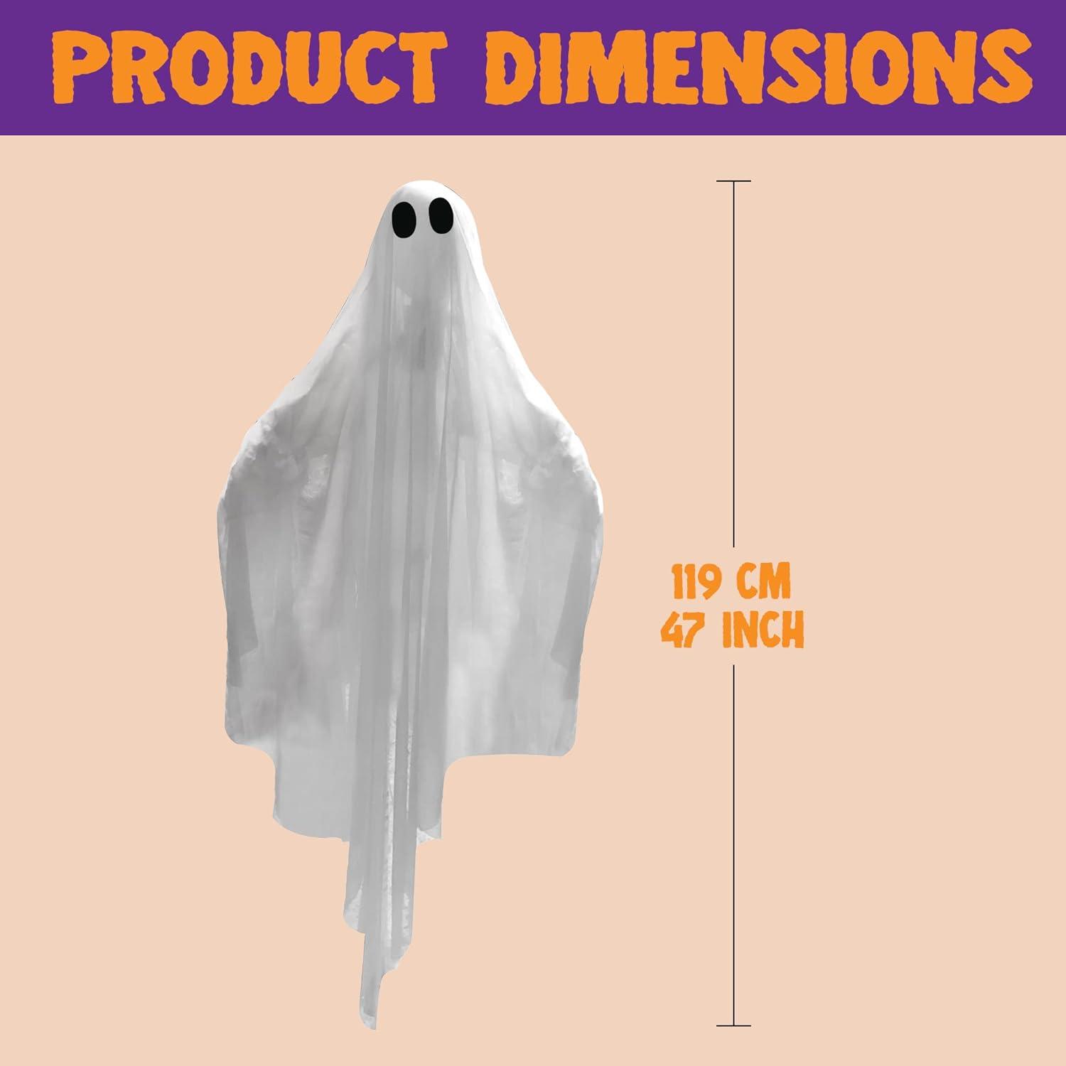 47 Inch Blue Light-Up Hanging Halloween Ghost Decoration