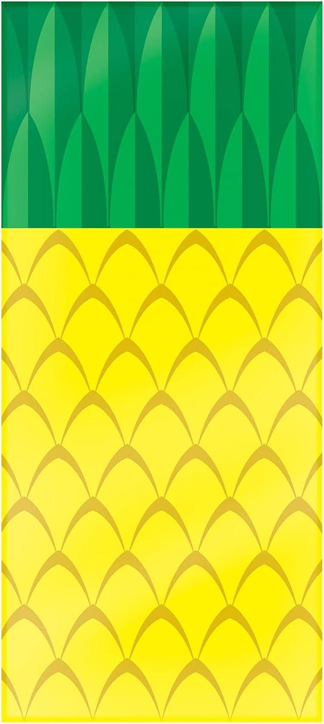 Beistle 75 Piece Tropical Treat Favor Bags, 4" x 9" x 2" - Summer Luau Party Pineapple Cello Candy Holders With Twist Ties