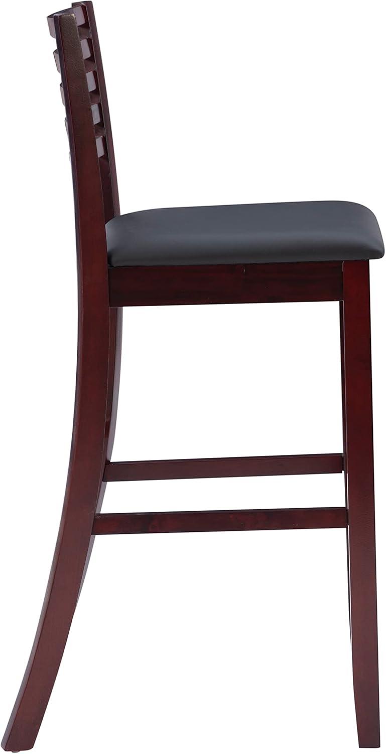 30" Torino Padded Seat Ladder Back Barstool Upholstered Seat - Espresso Wood - Linon