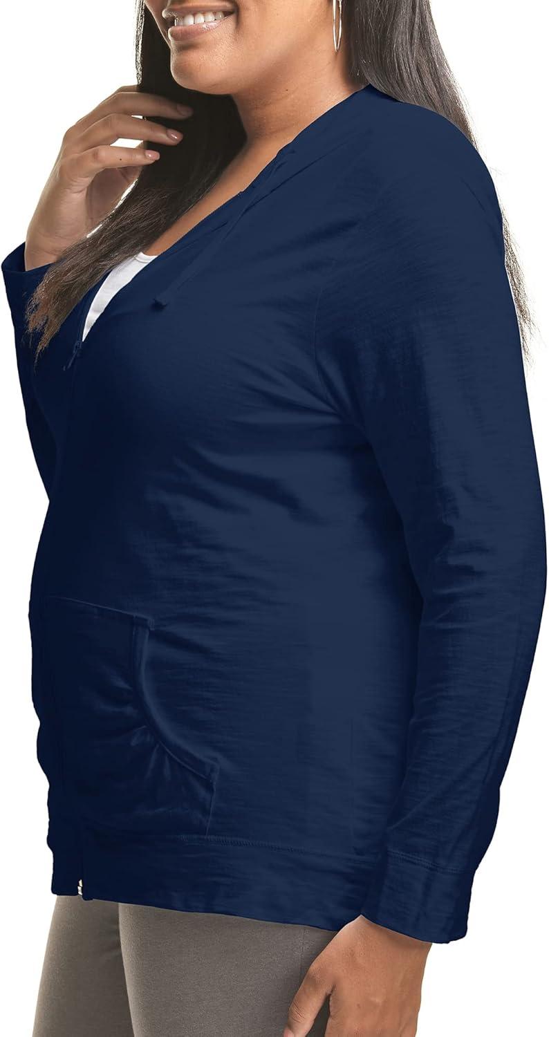 Hanes Just My Size Women's Full-Zip Slub Hoodie (Plus ) Navy 5X