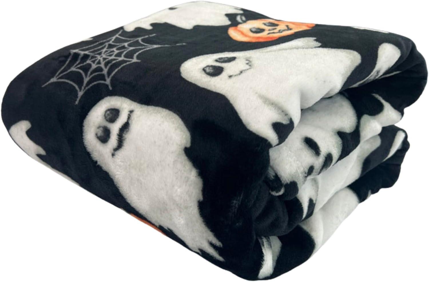 RT Designer's Collection Halloween Pumpkin Ghost Printed Flannel Throw Blanket 50" x 70" Multicolor