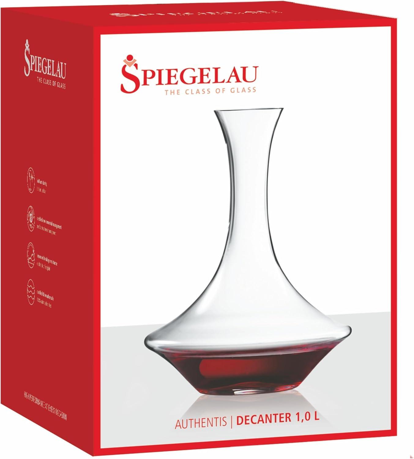 Spiegelau Authentis Decanter Set of 1, Made of Crystal, Modern Wine Decanter, Dishwasher Safe, Professional Quality Wine Gift - 1.0 L/35.3 oz, Clear