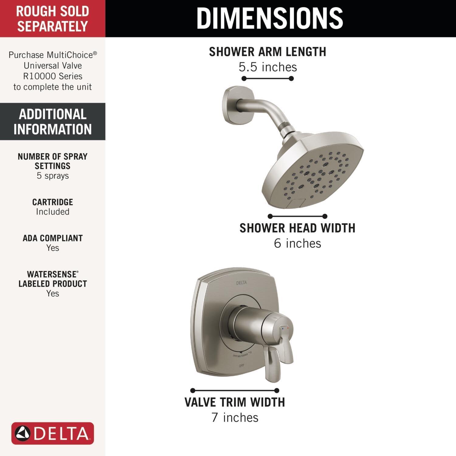 Stryke Thermostatic Shower Faucet Trim with Diverter and TempAssure