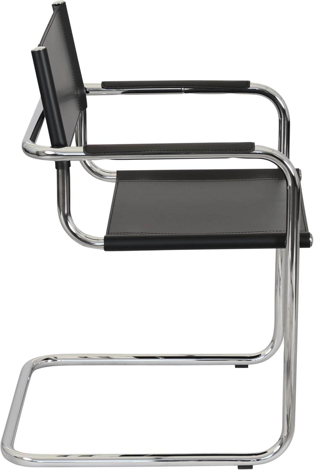 Breuer Chair Company Mart Stam Cantilever Armchair Arm Chair w/ Chrome-Plated Steel Frame (Various Bonded Leather Colors)