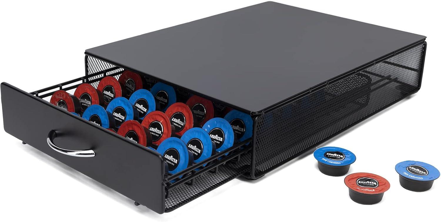 Coffee Pod Holder Storage Drawer Compatible With Nespreso Vertuoline/Lavazza Blue Capsules,40 Capacity Coffee Pods Storage Organizer for Vertuoline Pods for Coffee Station, Black.