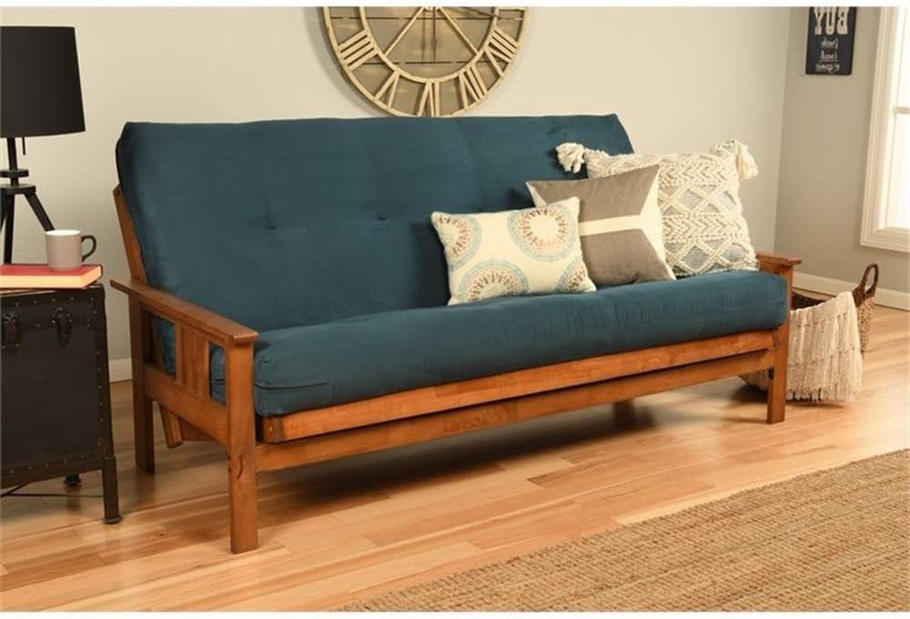 Pemberly Row Cotton and Foam Full-size Futon Mattress in Suede Navy-Frame Not Included