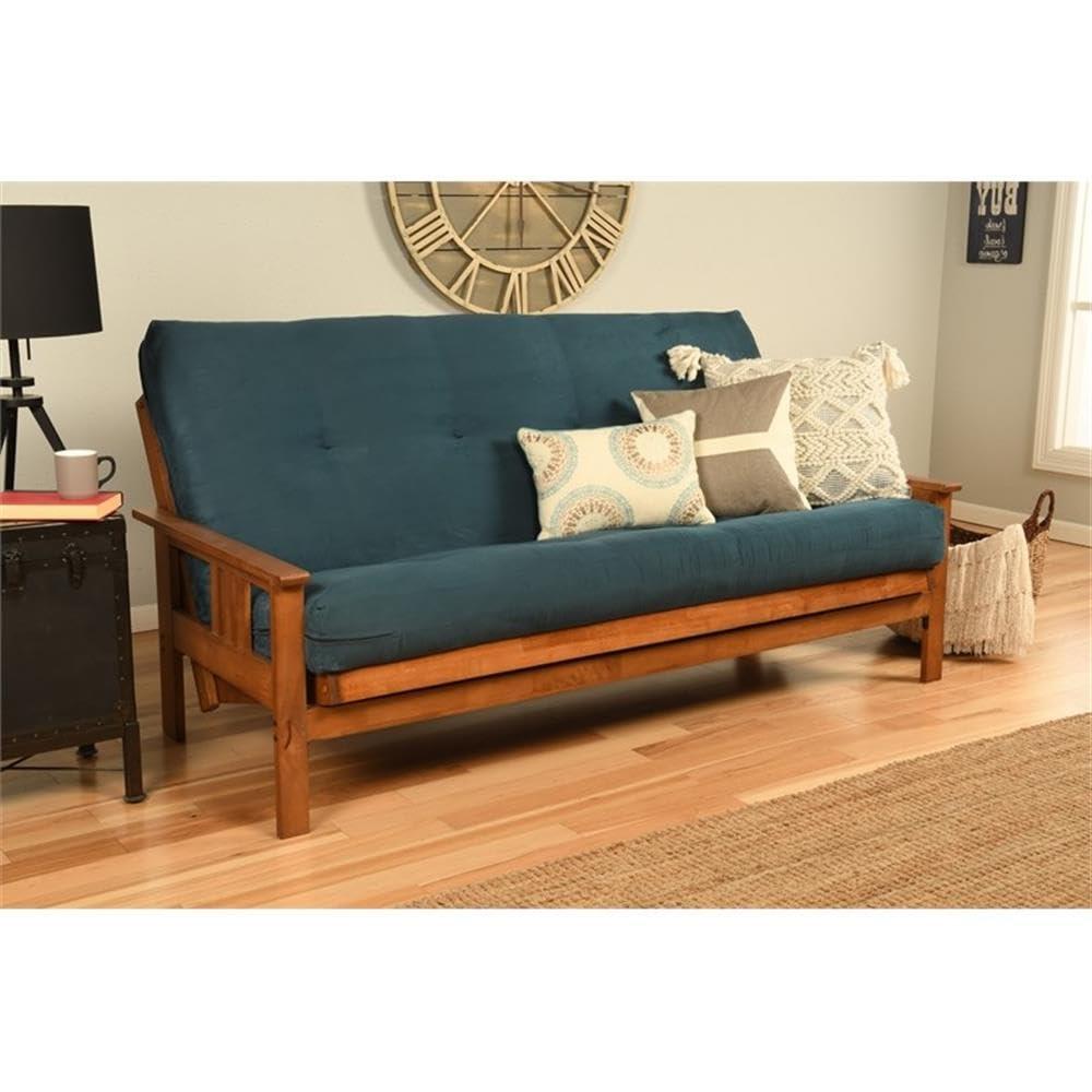 Pemberly Row Cotton and Foam Full-size Futon Mattress in Suede Navy-Frame Not Included