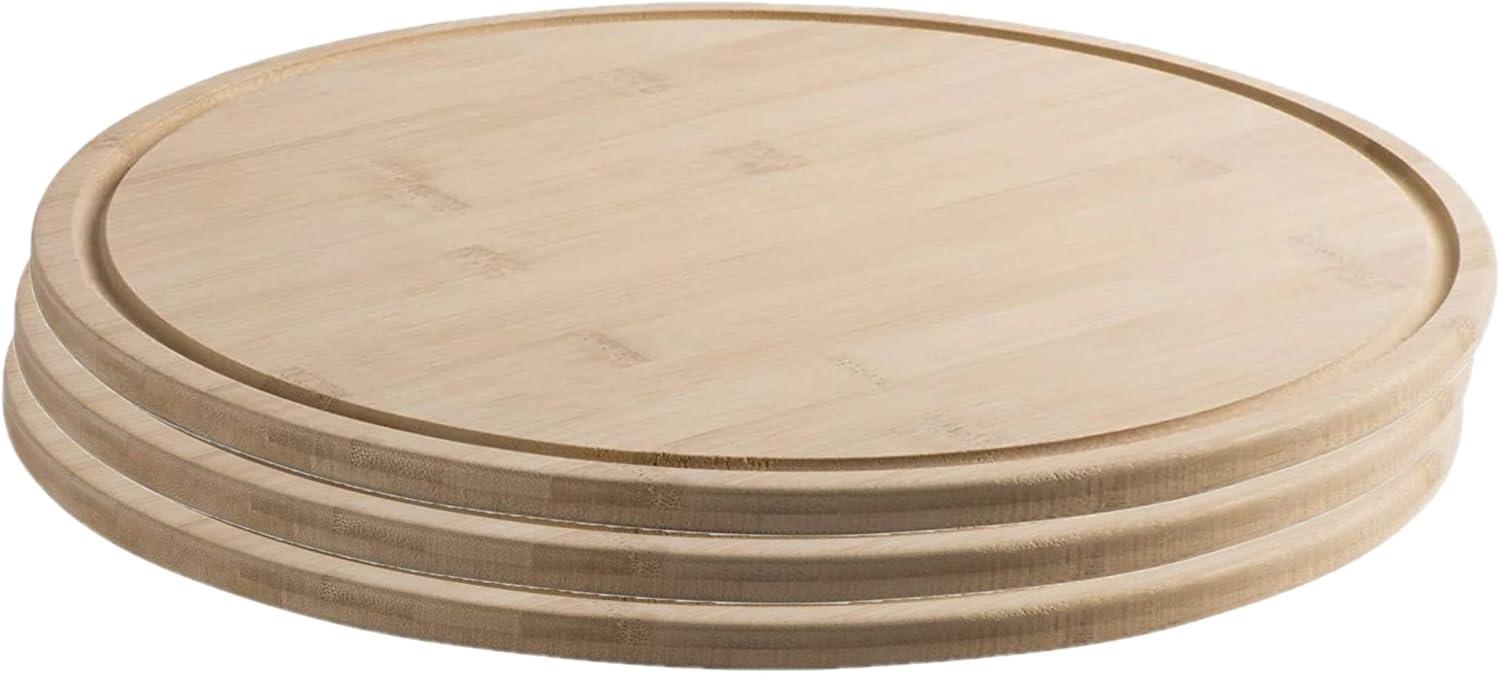 Hammont Bamboo Round Kitchen Cutting Board and Serving Tray 12"x0.5" 3 Pack