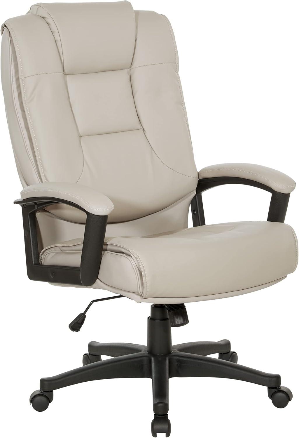 Taupe High Back Leather Executive Swivel Office Chair with Adjustable Arms