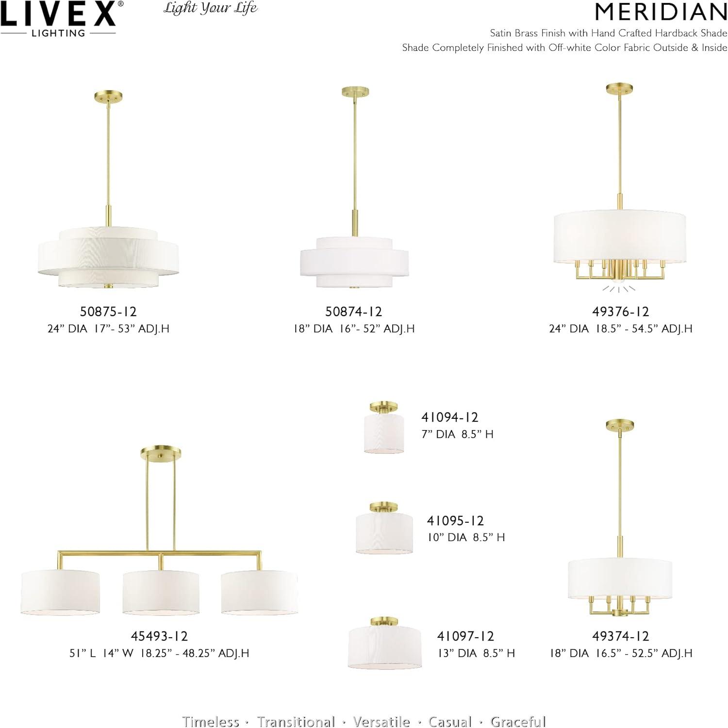 Livex Lighting Meridian 1 - Light Semi-Flush Mount in  Satin Brass
