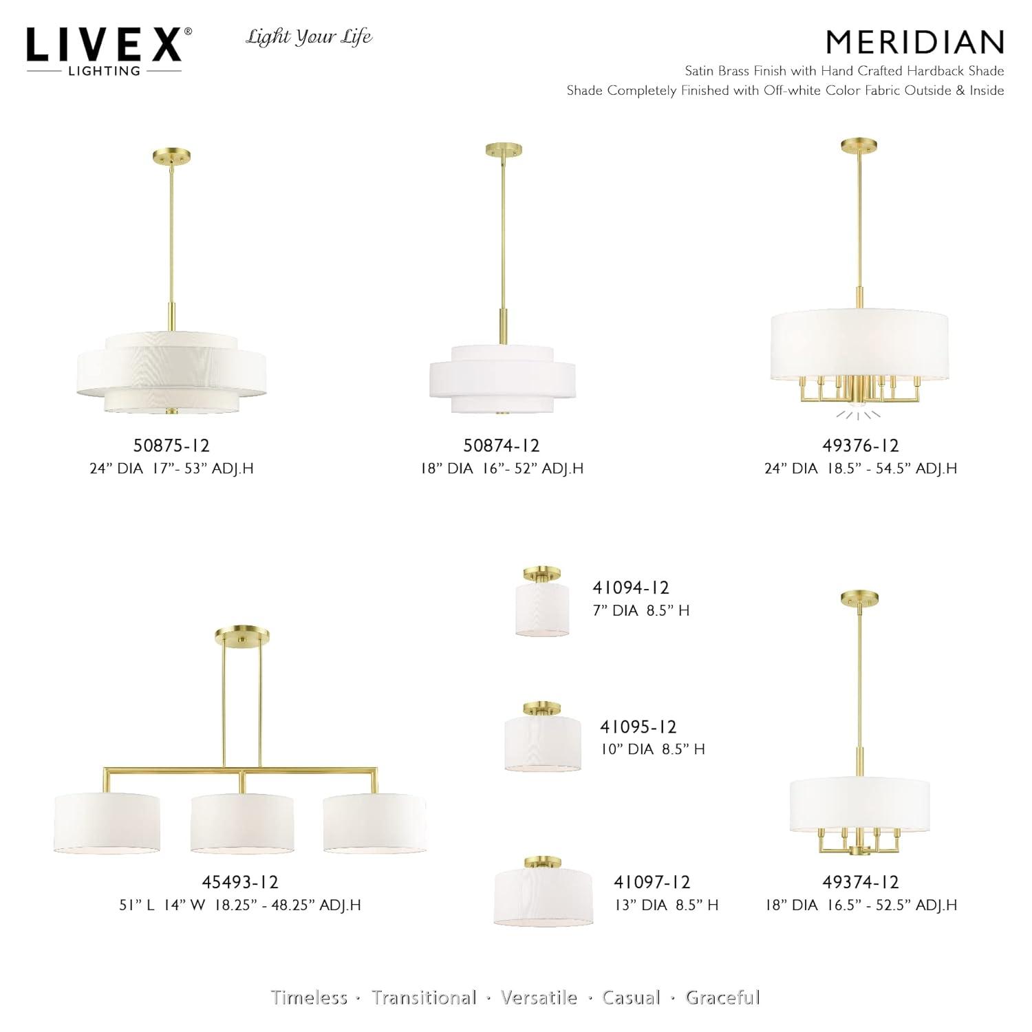 Livex Lighting Meridian 1 - Light Semi-Flush Mount in  Satin Brass