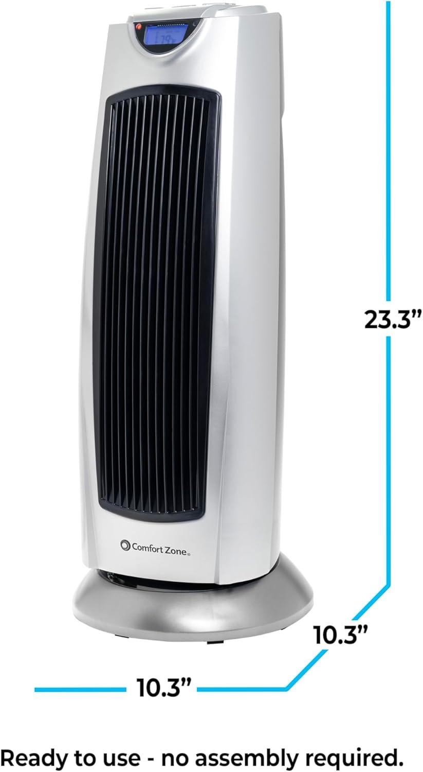 Comfort Zone Portable 1500W Ceramic Oscillating Digital Tower Space Heater
