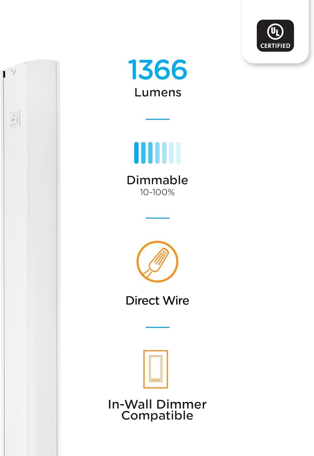 GE Premium 36in. LED Direct Wire In-Wall Dimmer Compatible Light Bar, 29434