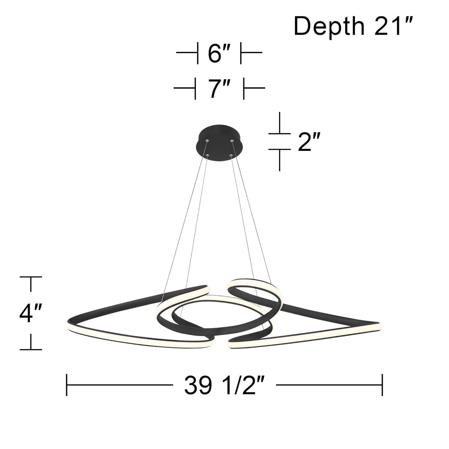 Possini Euro Design Helix Sand Black Multi-Ring Ceiling Pendant Light 39 1/2" Wide Ultra Modern Minimalist Spiral Dimmable LED Strip Steel Dining Room