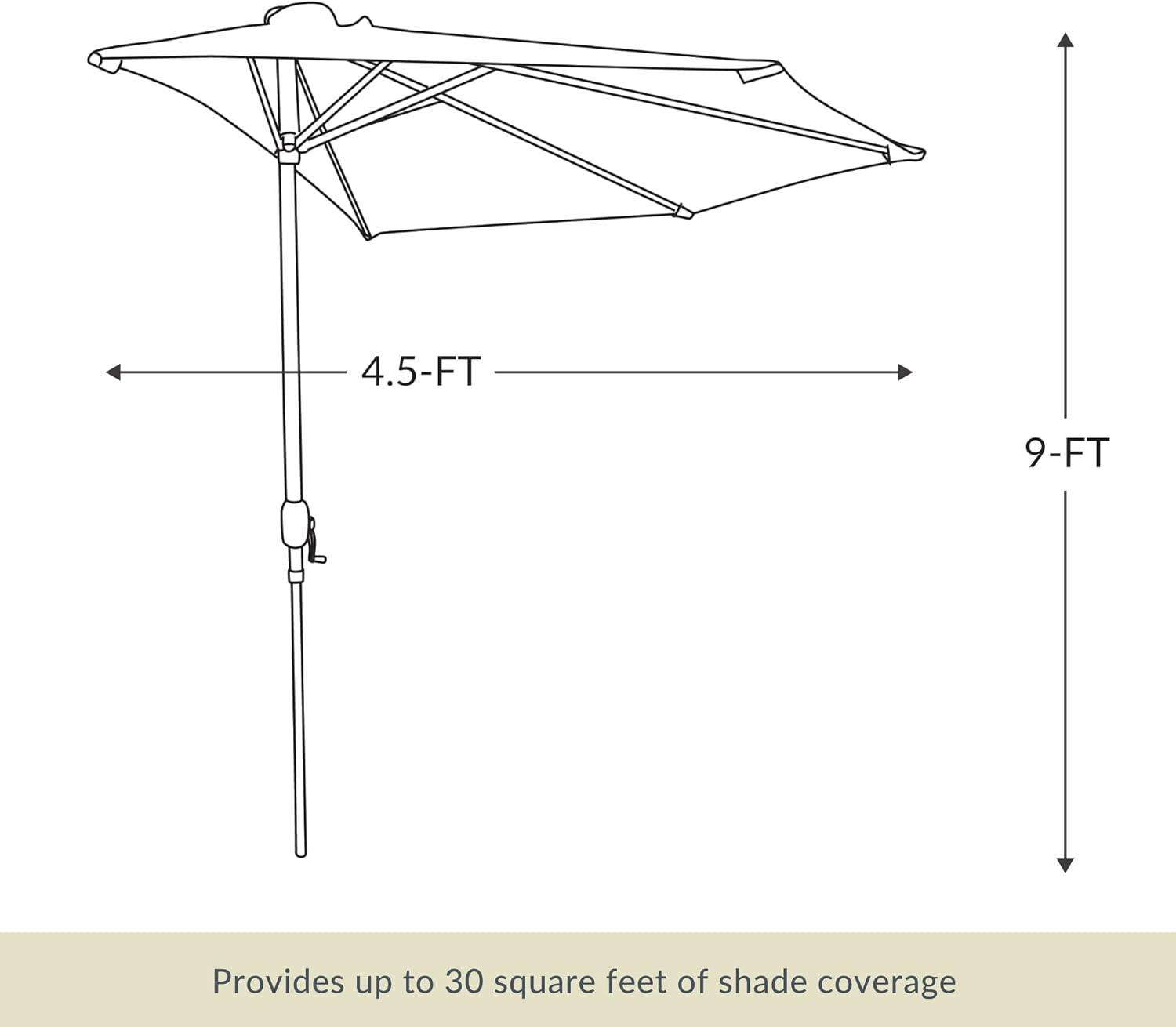 Lanai 9-ft Black Polyester Half Patio Umbrella with Steel Frame