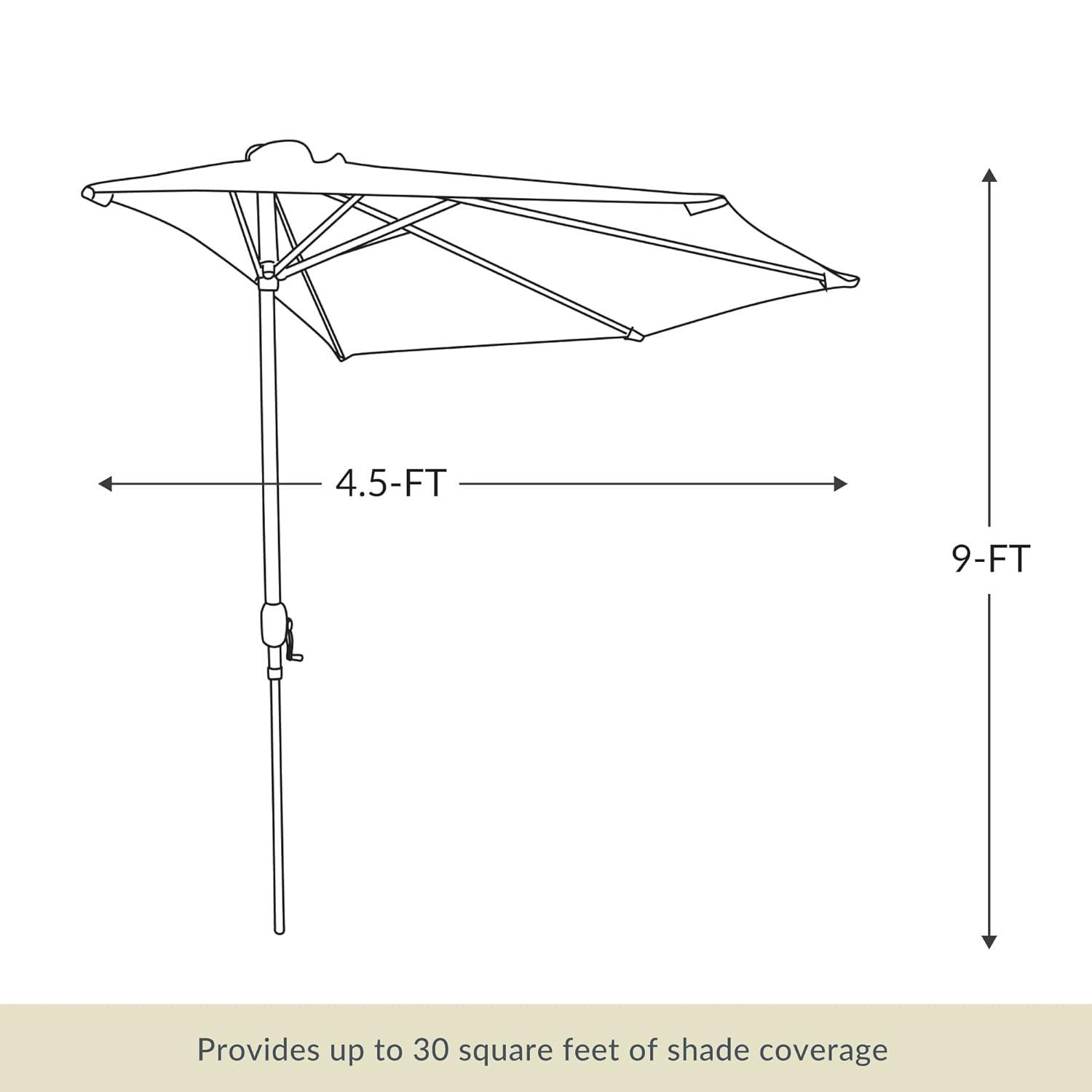 9' x 4.5' Lanai Half Patio Umbrella Black - Island Umbrella: Steel Frame, Water & UV Resistant