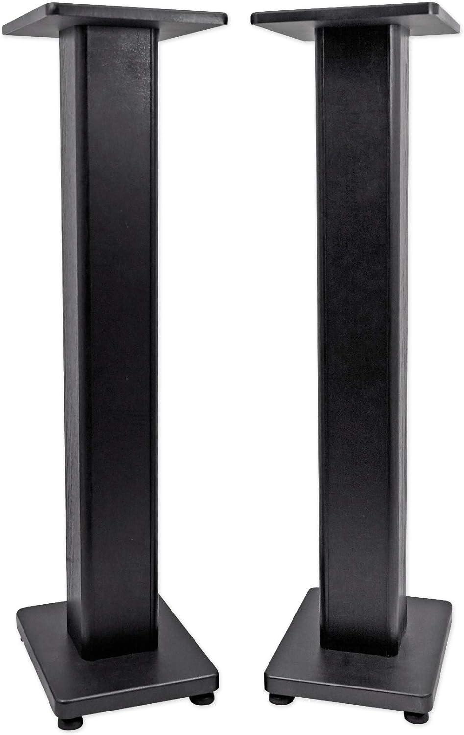 Black 36" MDF Bookshelf Speaker Stands with Isolation Pads