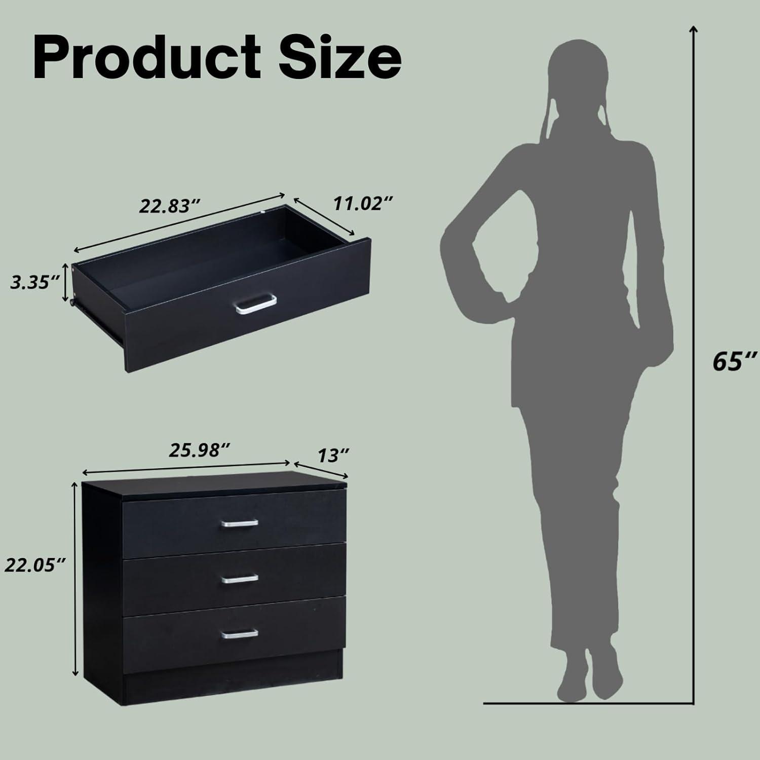 XIAOTAO 3-Drawer Dresser, Small Nightstand Modern Storage Chest of Drawer Wooden Side Table End Table for Bedroom, Living Room, Reception Room (White)