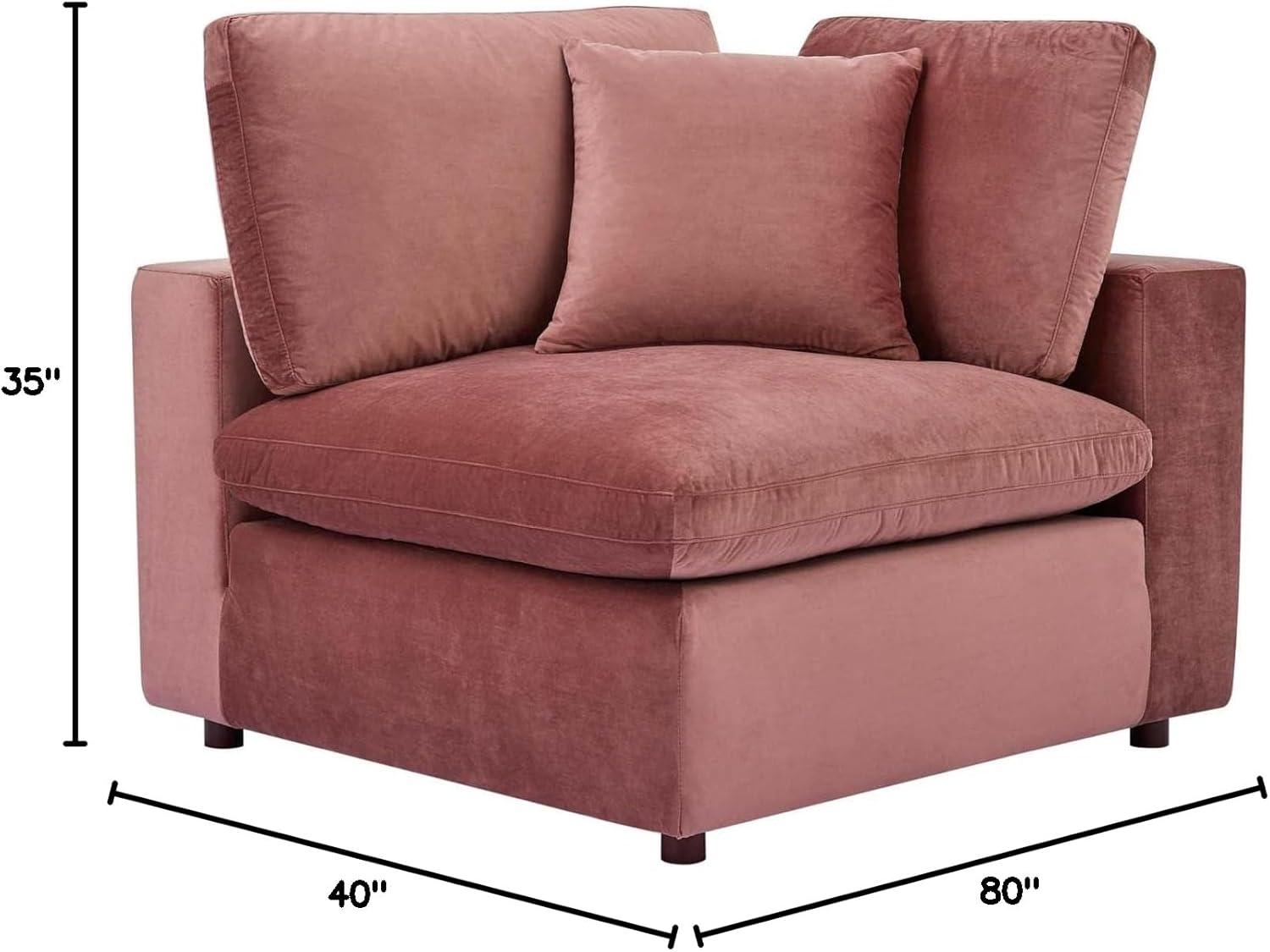 Modway Commix Down Filled Overstuffed Velvet Loveseat in Dusty Rose Pink