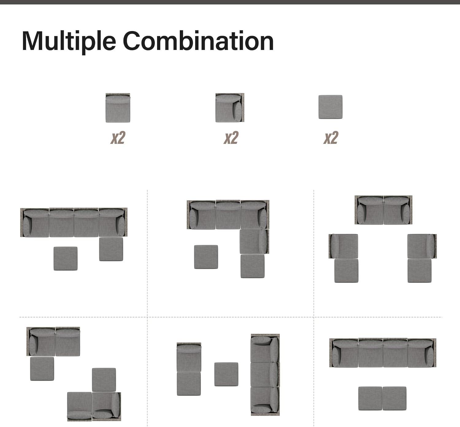 LAUSAINT HOME 6-Piece Patio Furniture Set, Outdoor Sectionals with 4 Chairs, 2 Ottomans and Plush Gray Cushions