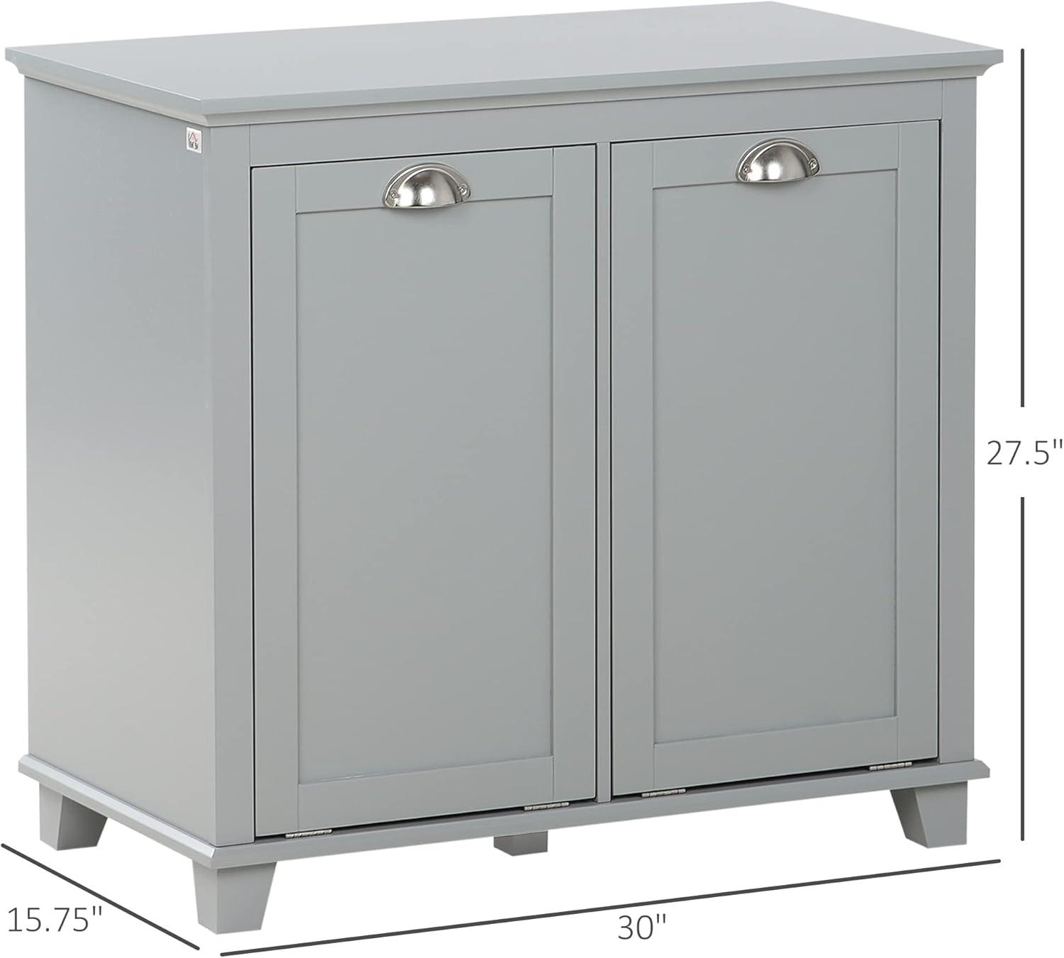 Gray MDF Dual Tilt-Out Laundry Hamper Cabinet