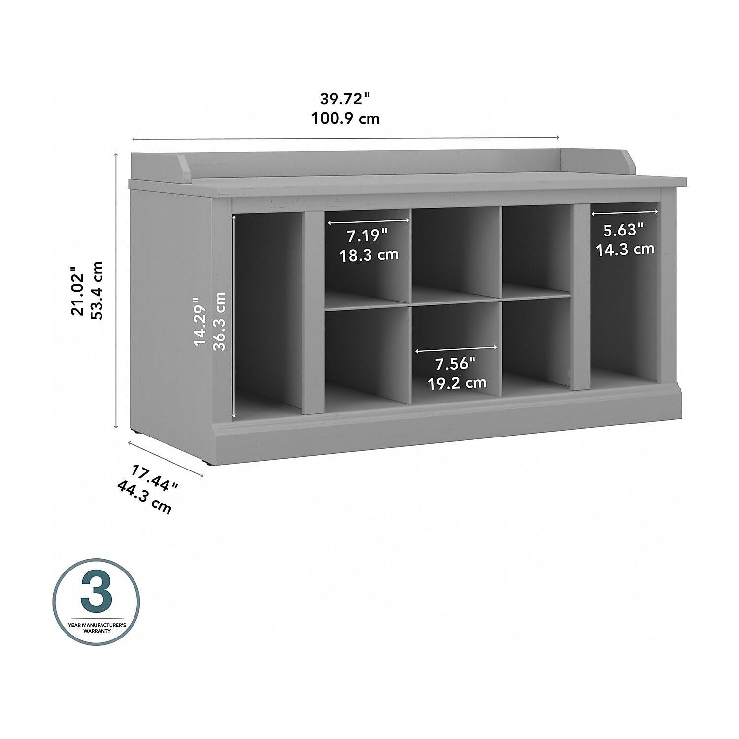 Woodland 40W Shoe Storage Bench with Shelves in Cape Cod Gray - Engineered Wood