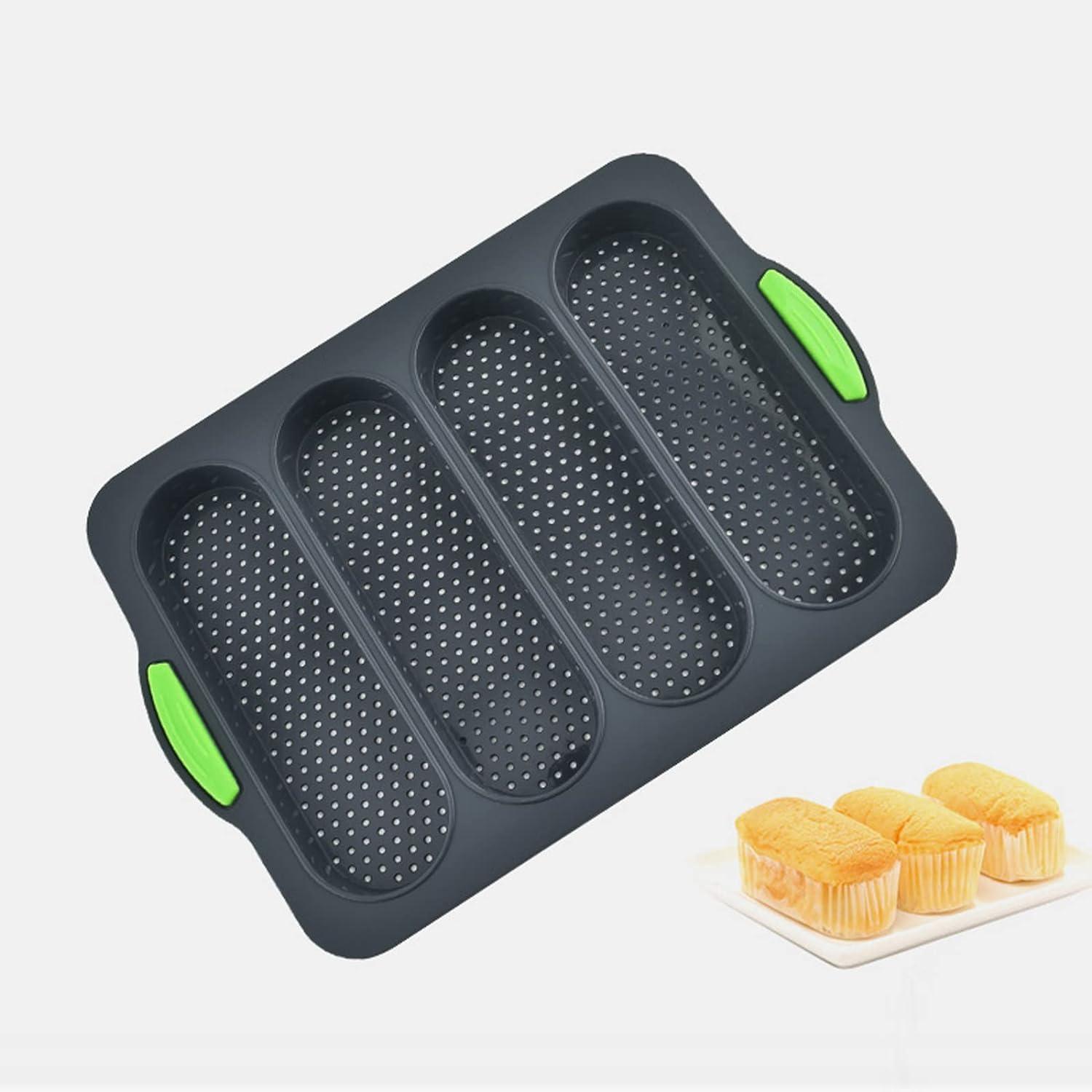 Loaf Pans for Baking Bread - 4 Cavity Non-stick Silicone Bread Pan | DIY Baking Mold for Homemade Cakes, Meatloaf,  33.5*23.5*2.5cm (13.2*9.3*1 Inch)