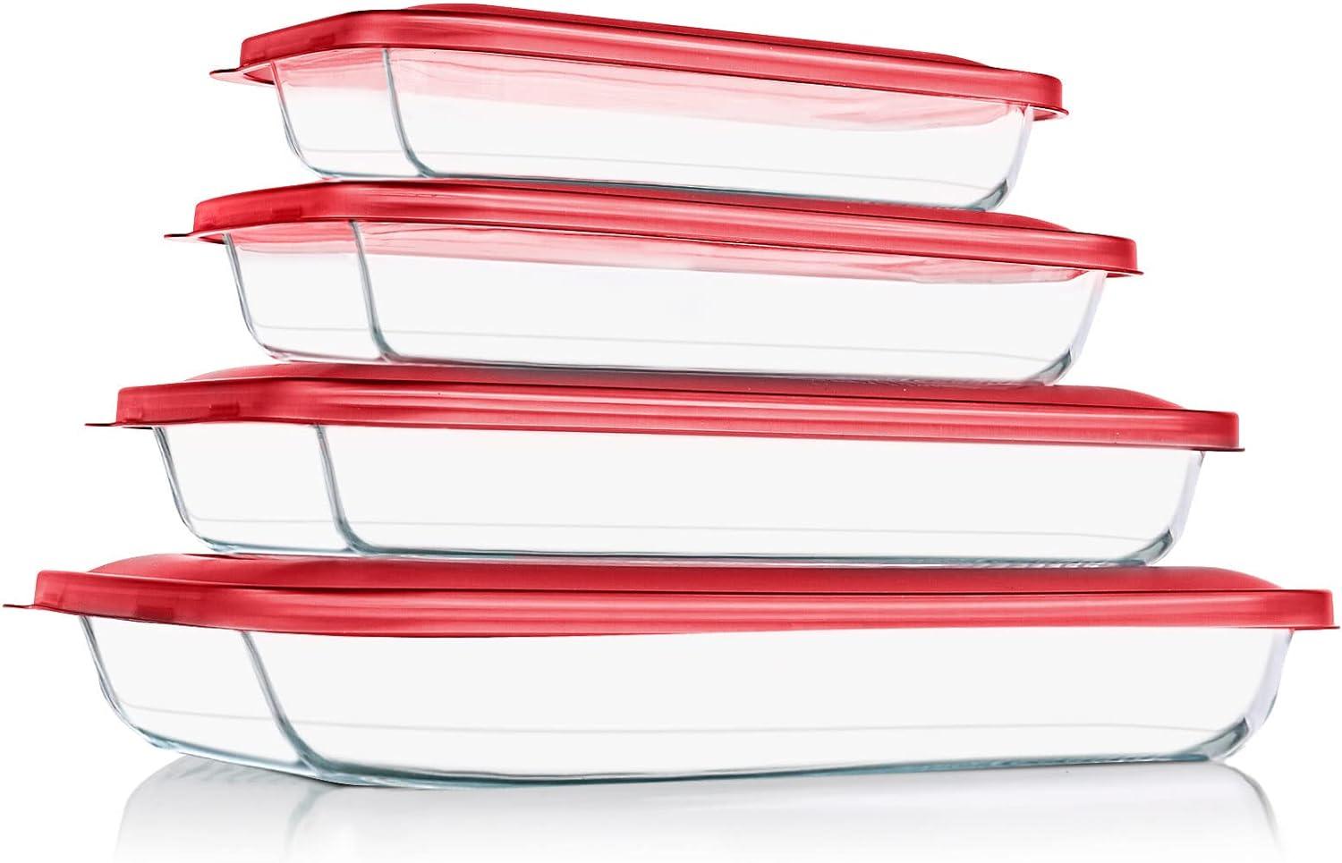 8-Piece Glass Baking Dish Set with Lids