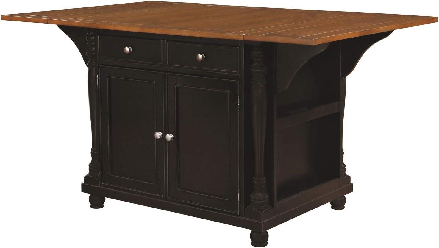 Slater 2-drawer Kitchen Island with Drop Leaves Brown and Black