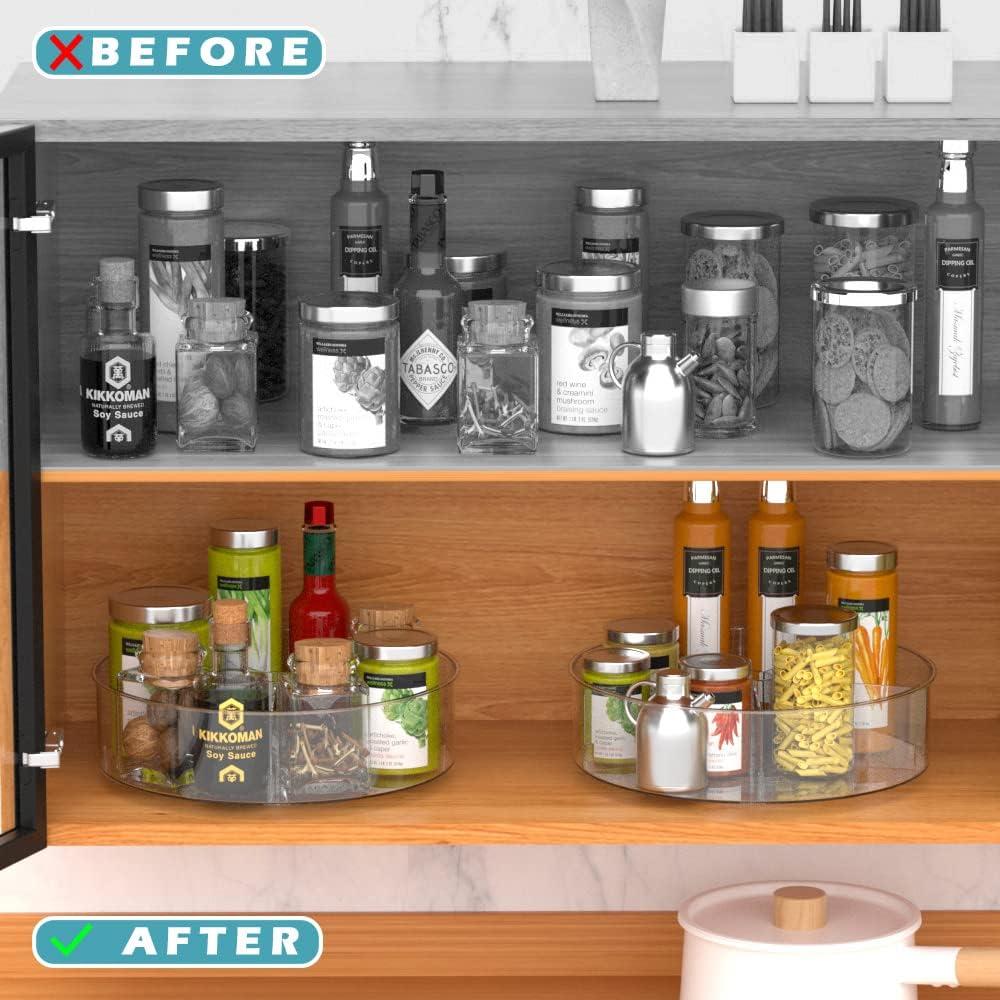 iDesign iDesign Recycled Plastic Divided Lazy Susan Turntable Organizer, Pantry, Bathroom, General Storage and More, The Linus Collection - 11.5", Clear