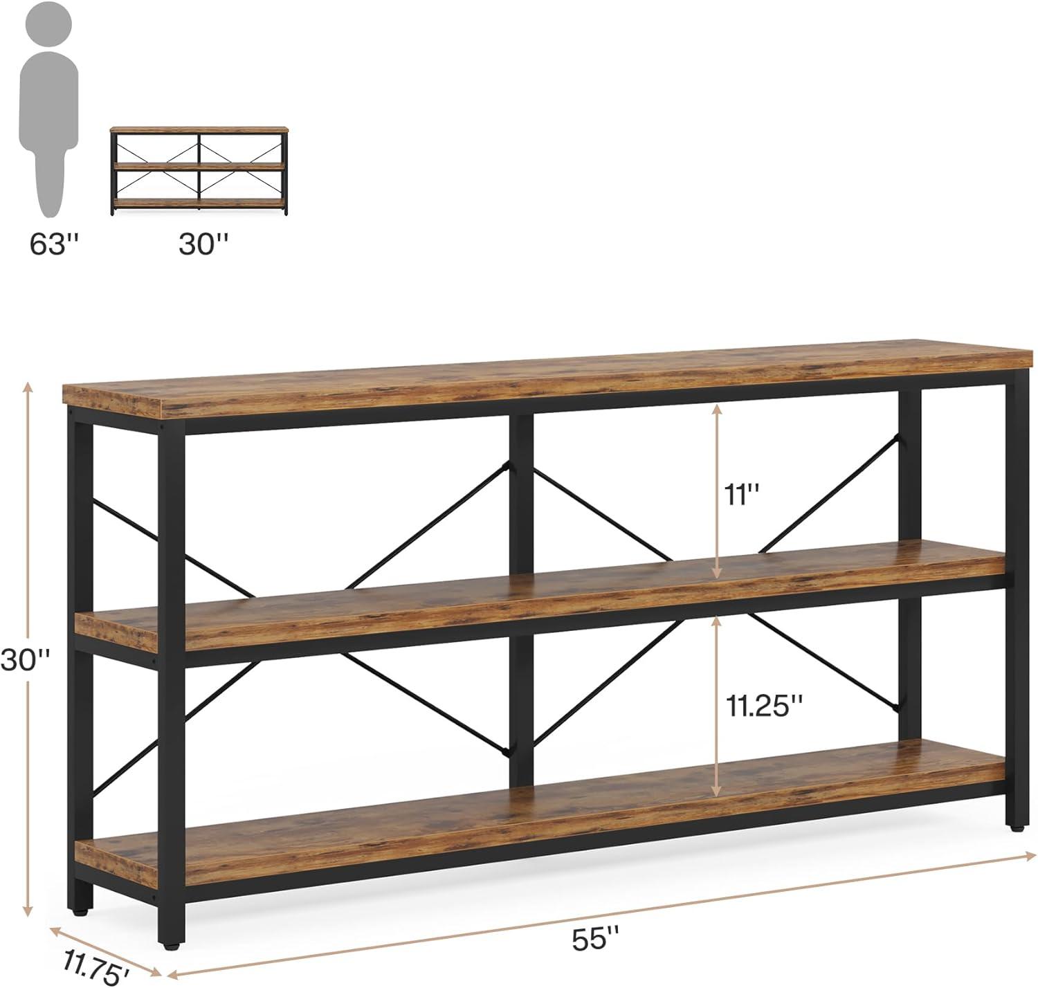Tribesigns 55 Inches 3 Tiers TV Stand Console Long Sofa Table, Black