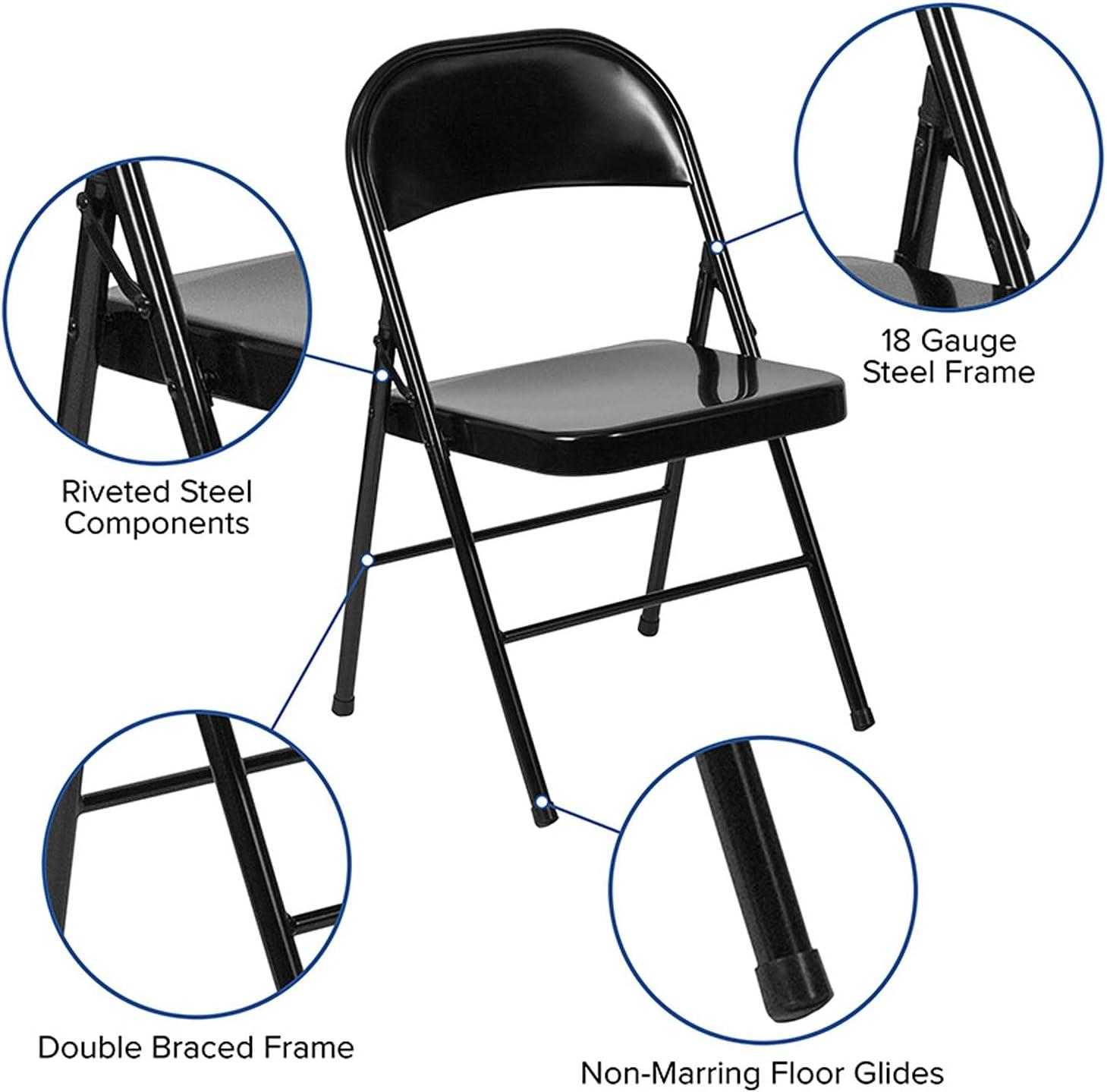 Hercules Series Traditional Black Metal Armless Folding Chair 4-Pack