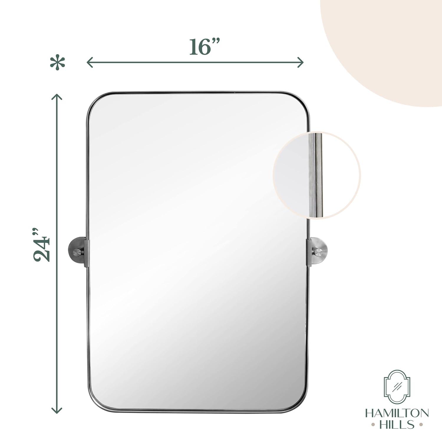 Hamilton Hills Black Metal Surrounded Round Pivot Mirror Silver Backed