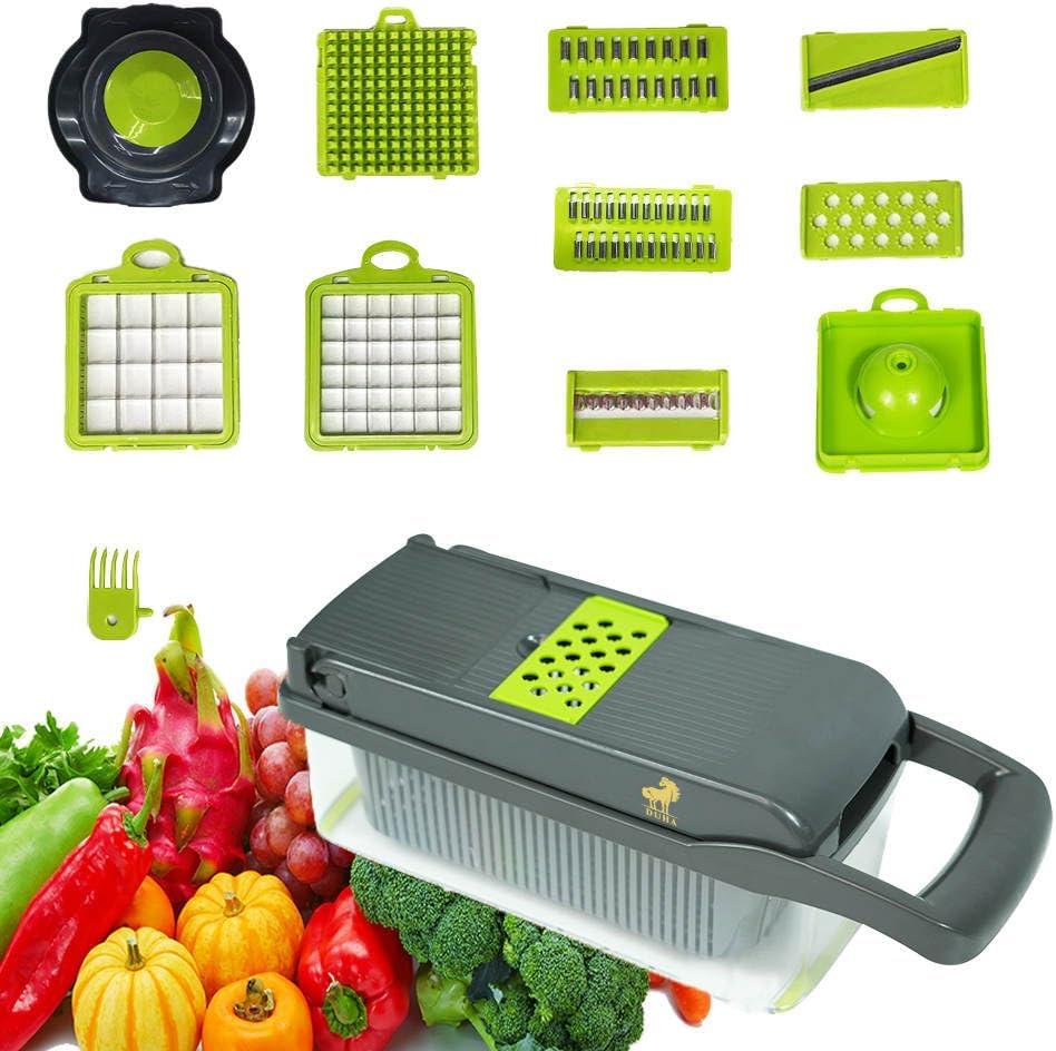 Vegetable Chopper,Pro Onion Chopper,14 in1 Multifunctional Food Chopper,Kitchen Veggie Chopper with 8 Blades,Vegetable Chopper With Container ,Vegetable Slicer Dicer Cutter,Salad,Garlic Chopper