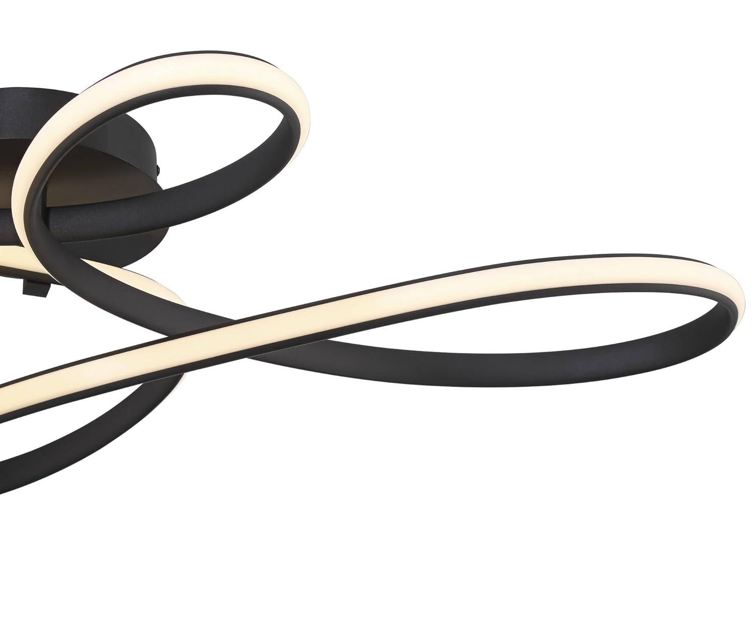 Possini Euro Design Helix Ultra Modern Semi Flush-Mount Ceiling Light Sand Black Dimmable LED Strip Twisting Ribbon 36 1/2" Wide Bedroom Kitchen