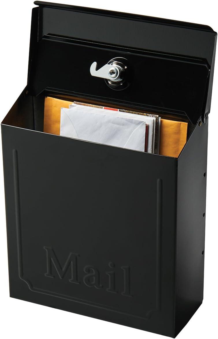 Architectural Mailboxes Townhouse Locking, Galvanized Steel, Small, Wall-Mount Mailbox in Black