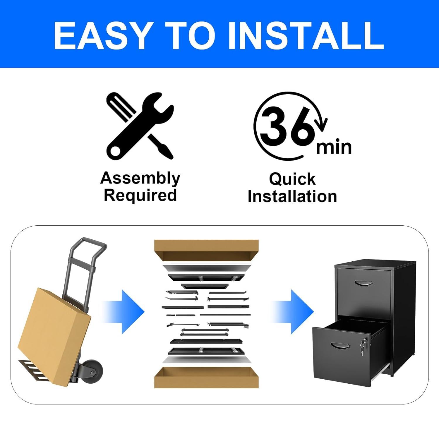 Inbox Zero 2 Drawer File Cabinet With Lock Metal Vertical File Cabinet | Wayfair