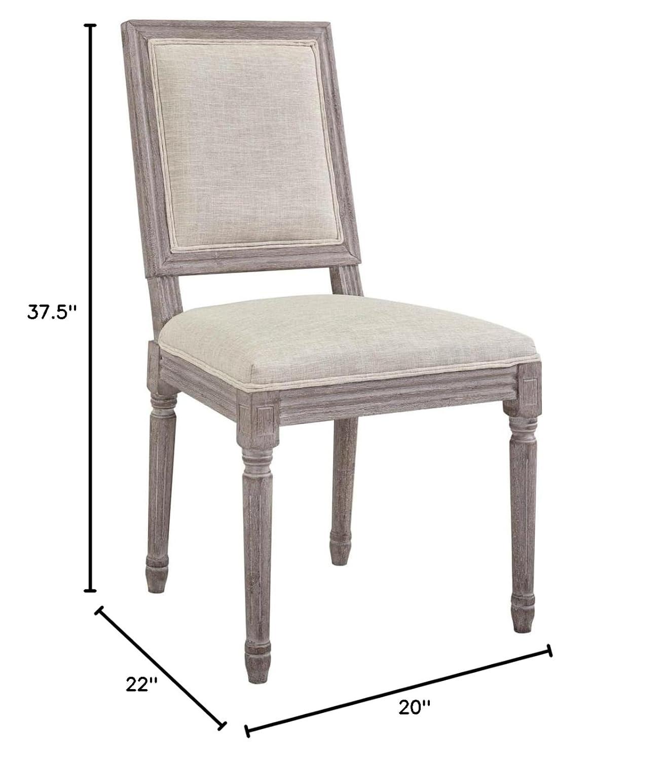 Court Vintage French Upholstered Fabric Dining Side Chair Beige - Modway