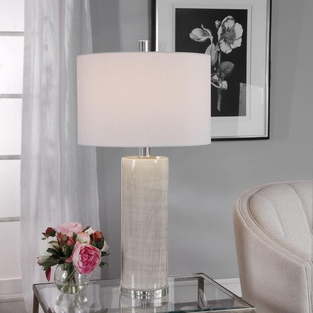 Uttermost Zesiro 32" Beige Glaze Cylindrical Ceramic Table Lamp