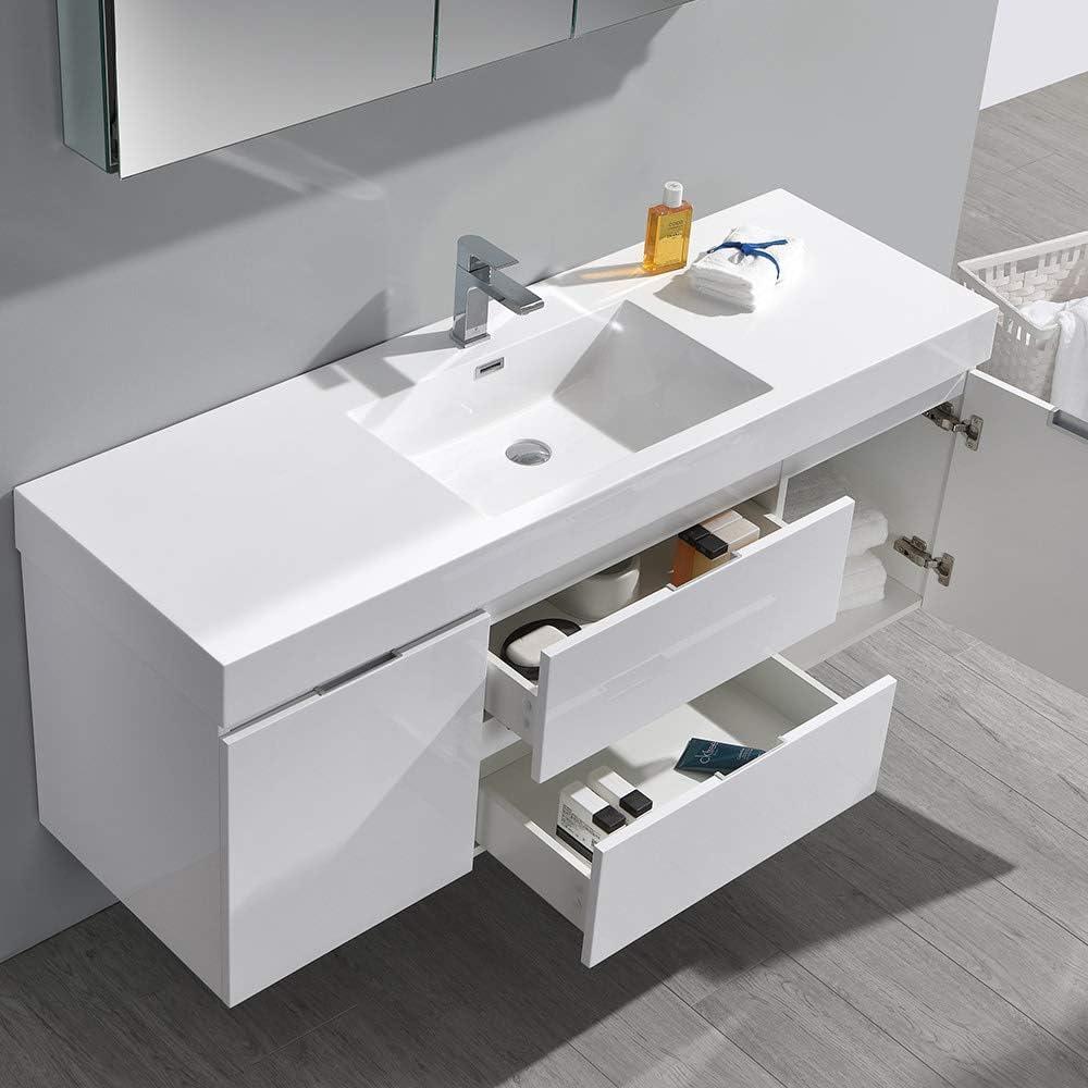 Fresca Valencia 60" Wall Mount Double Sink Bathroom Vanity with Top and Sinks (Faucets Not Included)