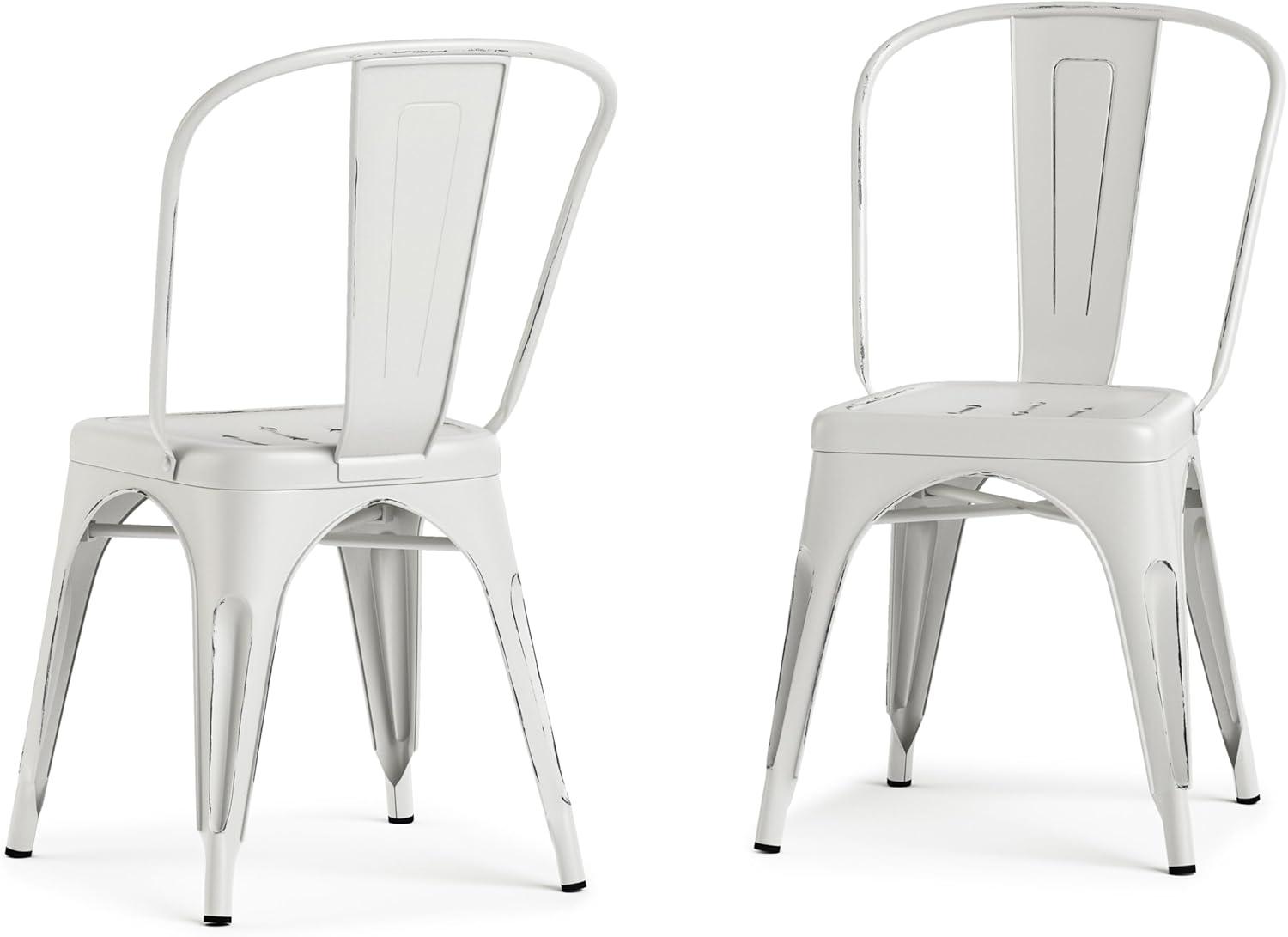 Simpli Home Fletcher Industrial Iron Dining Chair with Stackable Design and Protective Rubber Caps (Set of 2) (Set of 2)