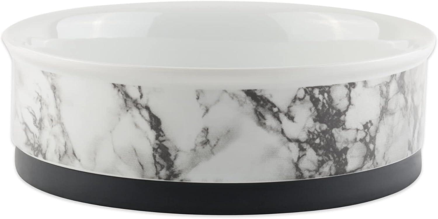 Bone Dry Pet Bowl - White Marble - Medium 6Dx2H Set/2