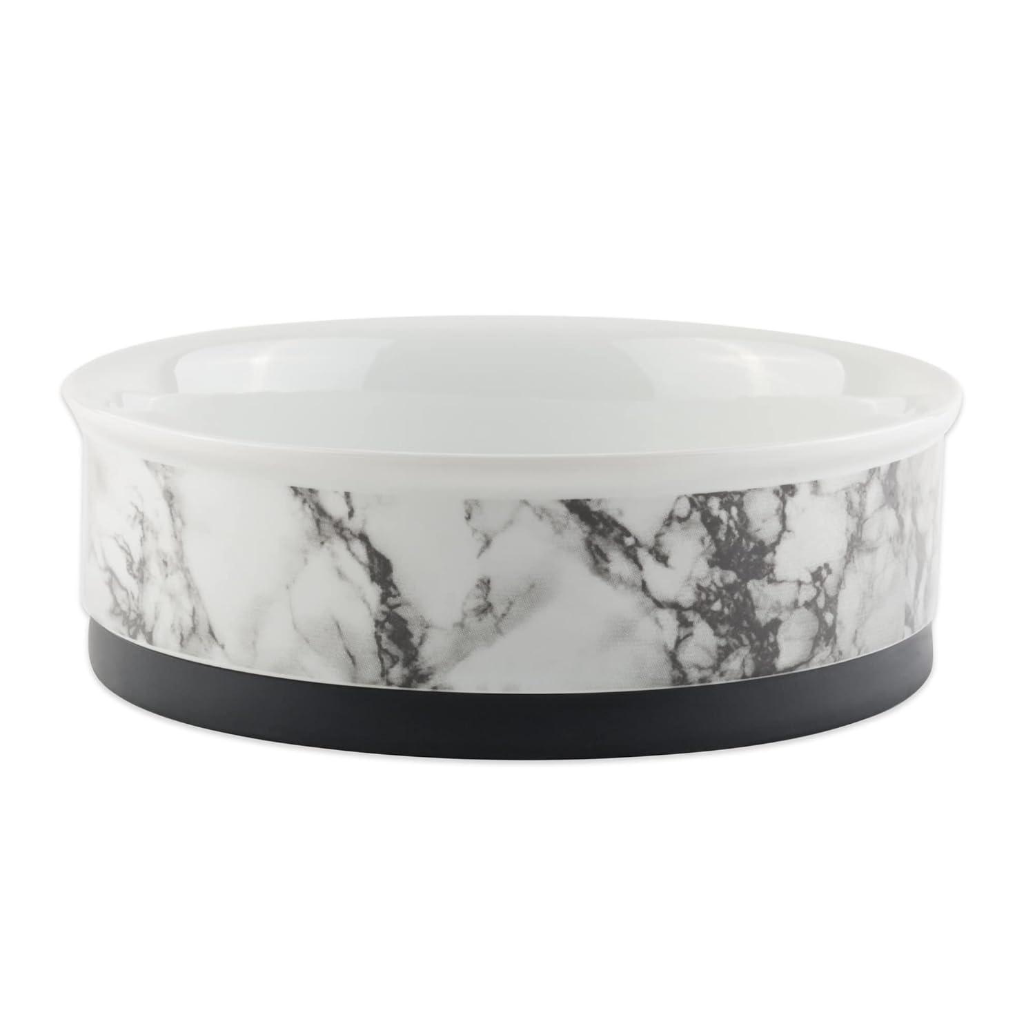 Bone Dry Pet Bowl - White Marble - Medium 6Dx2H Set/2