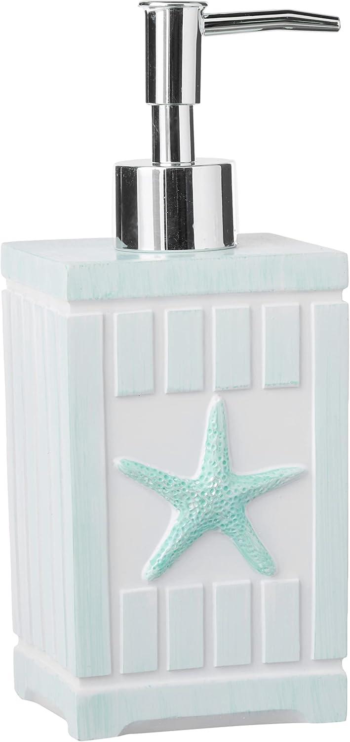 Beach Shells White and Seafoam Resin 4-Piece Bathroom Set