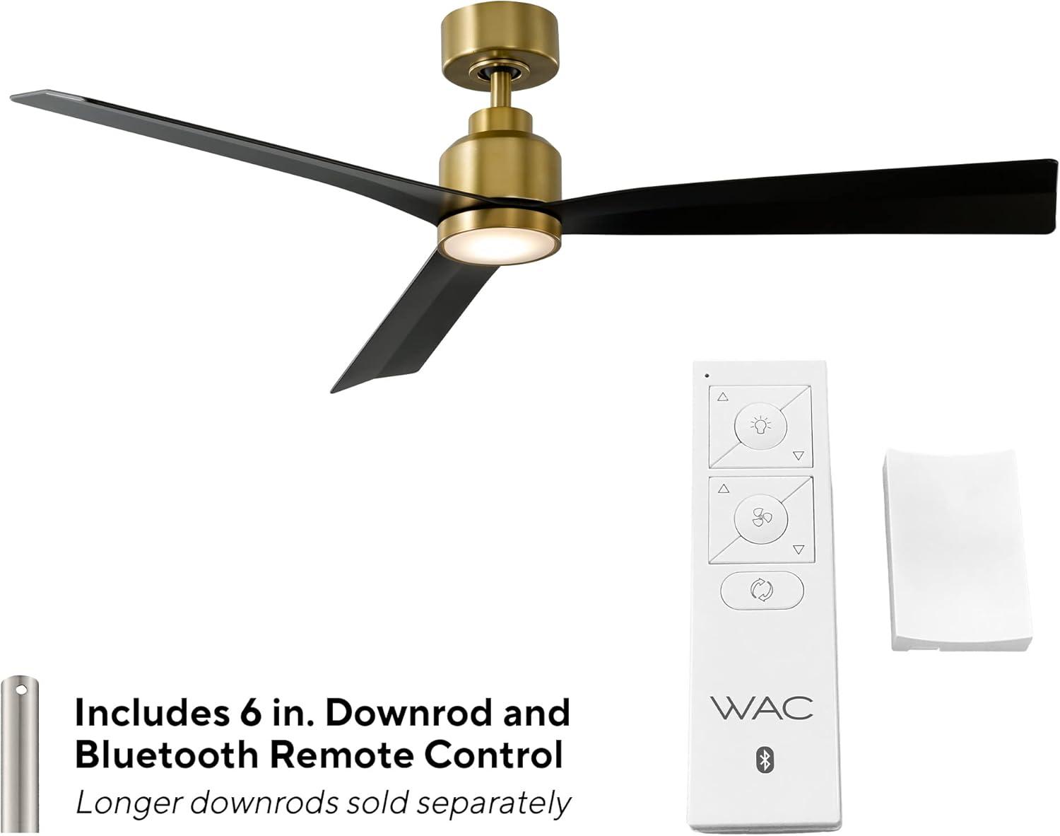 52'' Soft Brass & Matte Black Smart Ceiling Fan with Remote